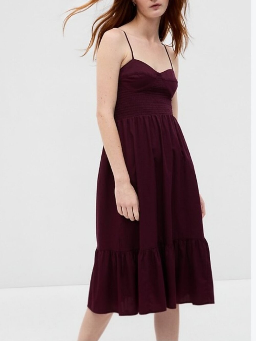 GAP Plum Sweetheart Corset Midi Dress